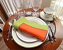 Multicolored Hemstitch Diner Napkin. Scarlet Iblis & Macaw Green
